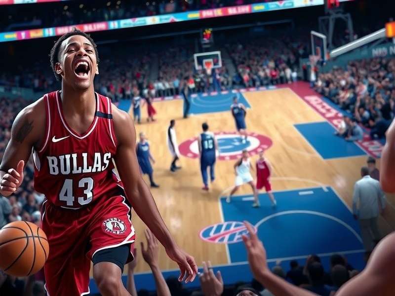 NBA live game action with scoreboard visible