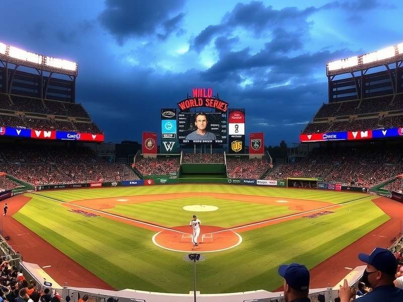 World Series Game One - Pitcher throwing a fastball at a packed stadium