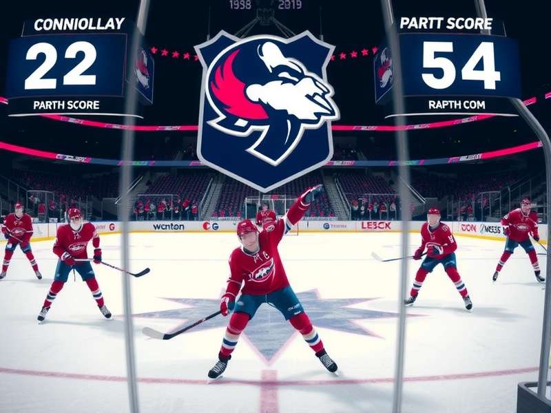 Montreal Canadiens player scoring a decisive goal in a high-stakes game, crowd in frenzy