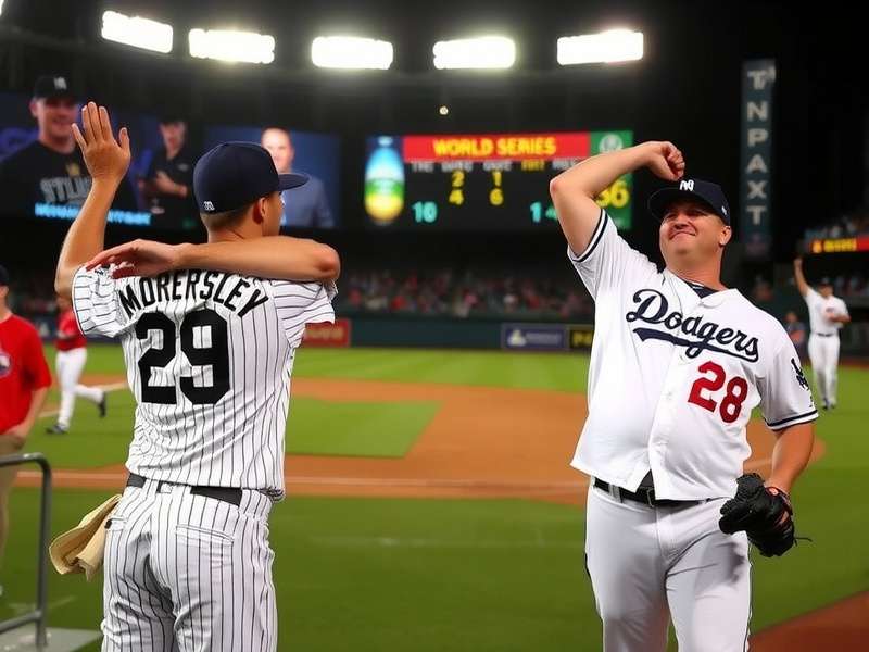 Yankees batter hitting a home run in Game 4 of the World Series