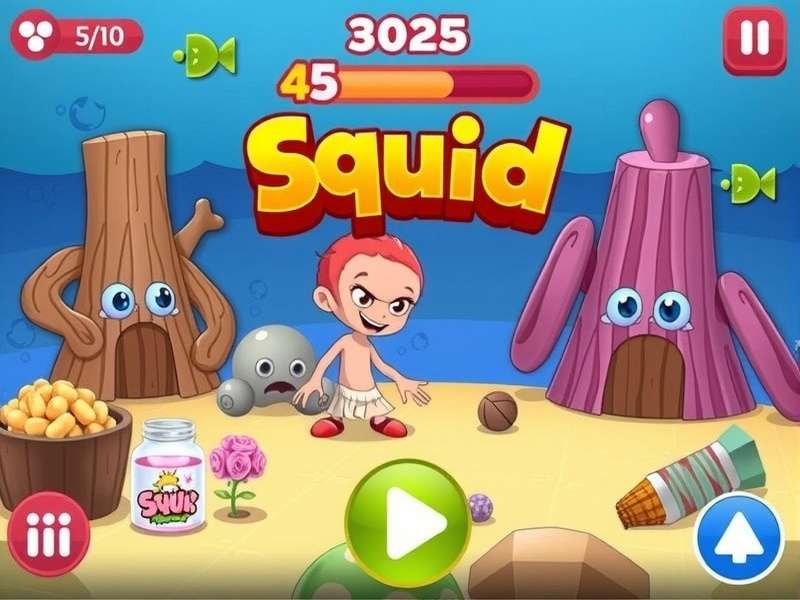 Squid Game challenges illustration with players competing