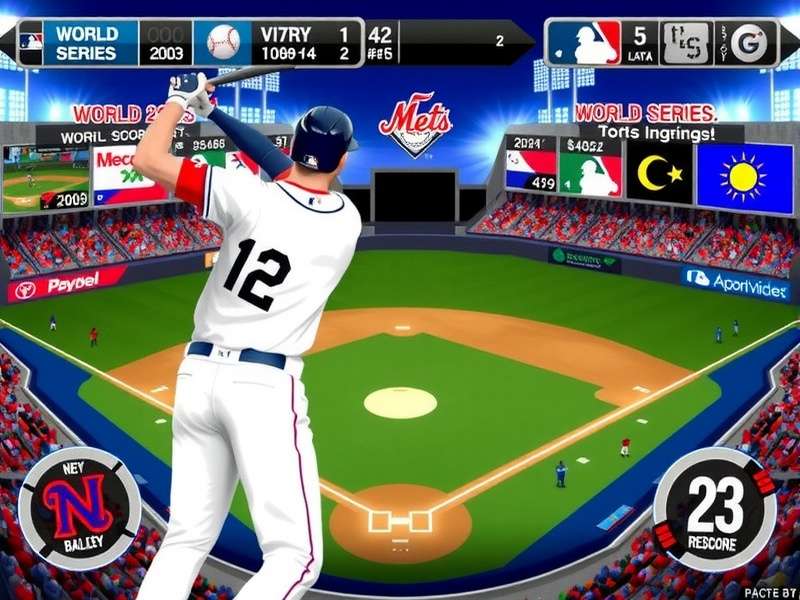 MLB World Series Game 2 intense action at bat with crowd in background