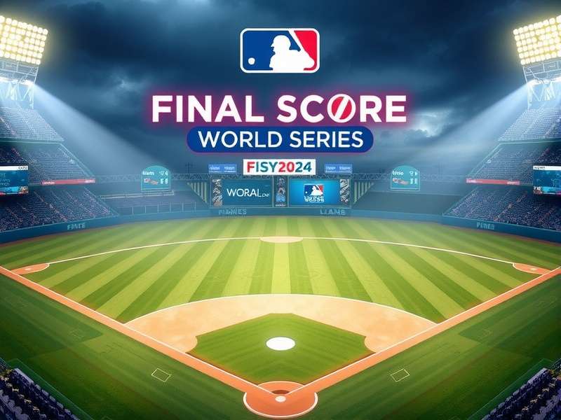 Dramatic baseball game moment during the 2025 World Series, batter swinging at a pitch with a packed stadium in the background.