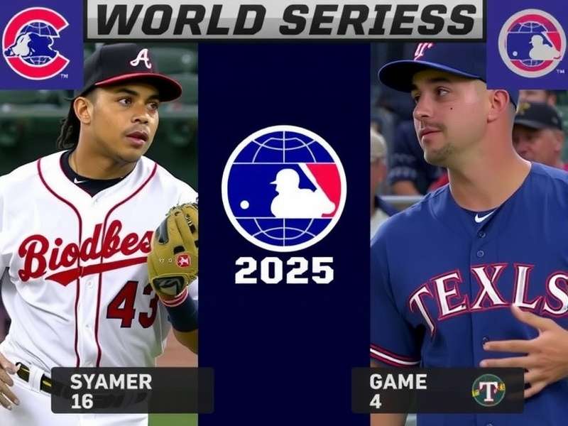 Dramatic moment from 2025 World Series Game 4 showing pitcher and batter in tense confrontation