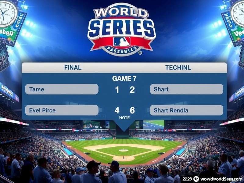World Series Final Score Game 7 — stadium scene with scoreboard showing the final score