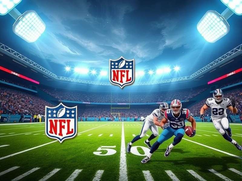 NFL football stadium packed with fans under floodlights at a night game